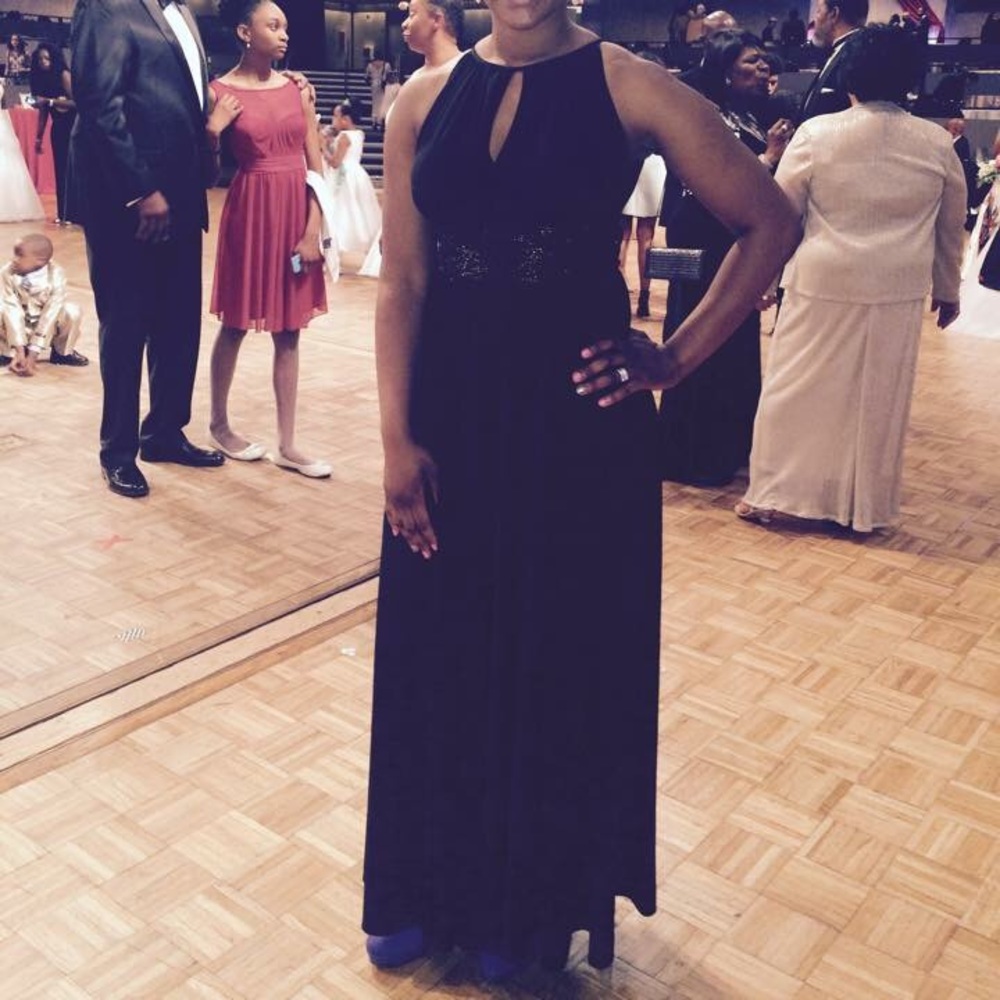 Formal long black dress with beading